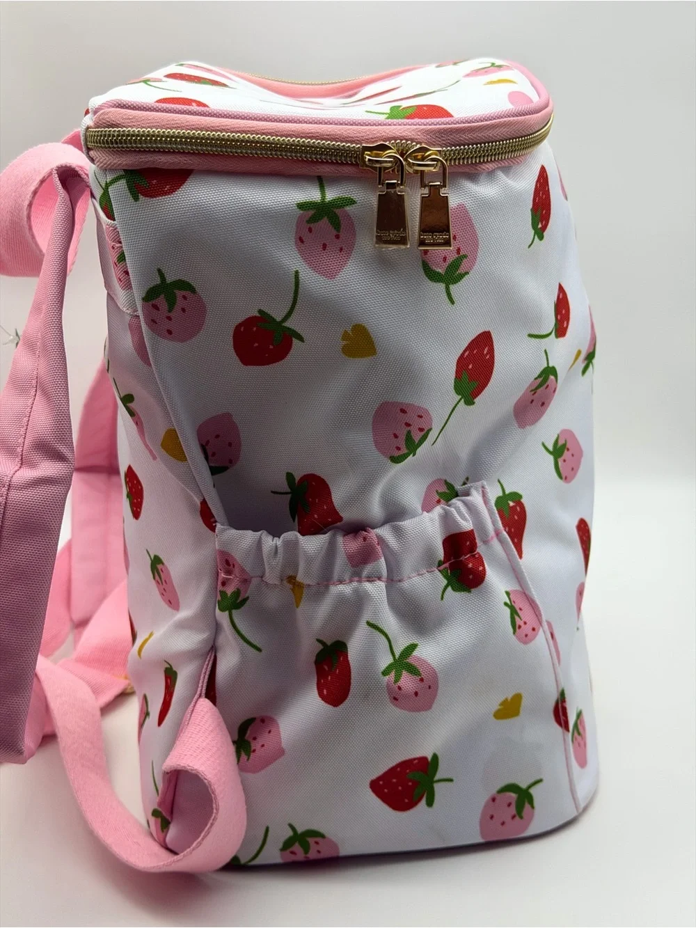 NWT Kate Spade White Strawberry Print Backpack with Pink & Red Accents